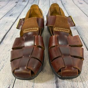 VINTAGE Cole Haan Country Brown Leather Vibram Sole Preppy Fisherman Sandals 9